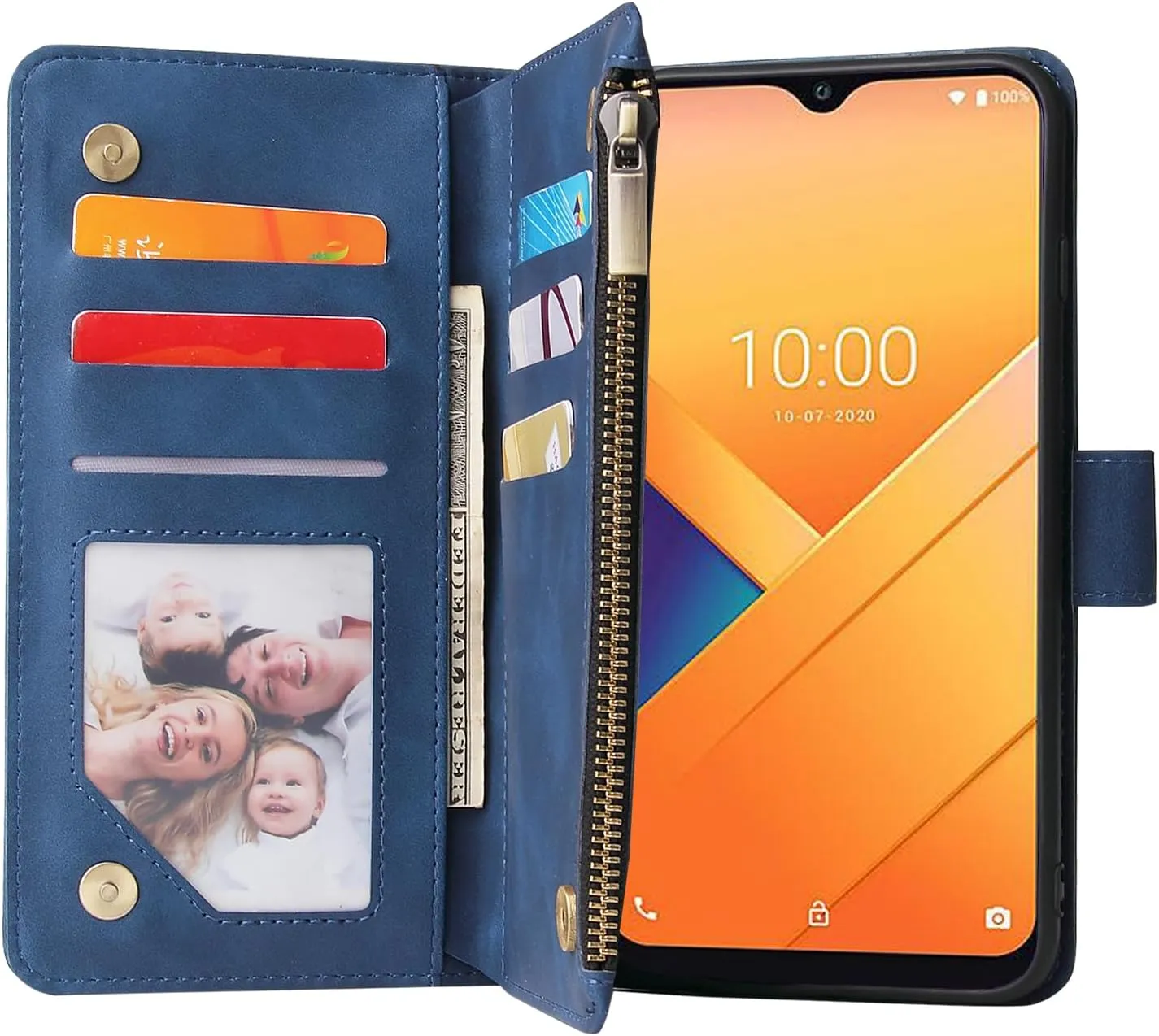 Asuwish Compatible with Wiko Voix U616AT Wallet Case Tempered Glass Screen Protector and Leather Flip Cover Card Holder Stand Cell Accessories Kickstand Protective Phone Cases for 5G Women Men Blue