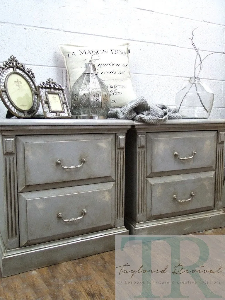 Atlas & Vera : Two colour distressed bedside tables