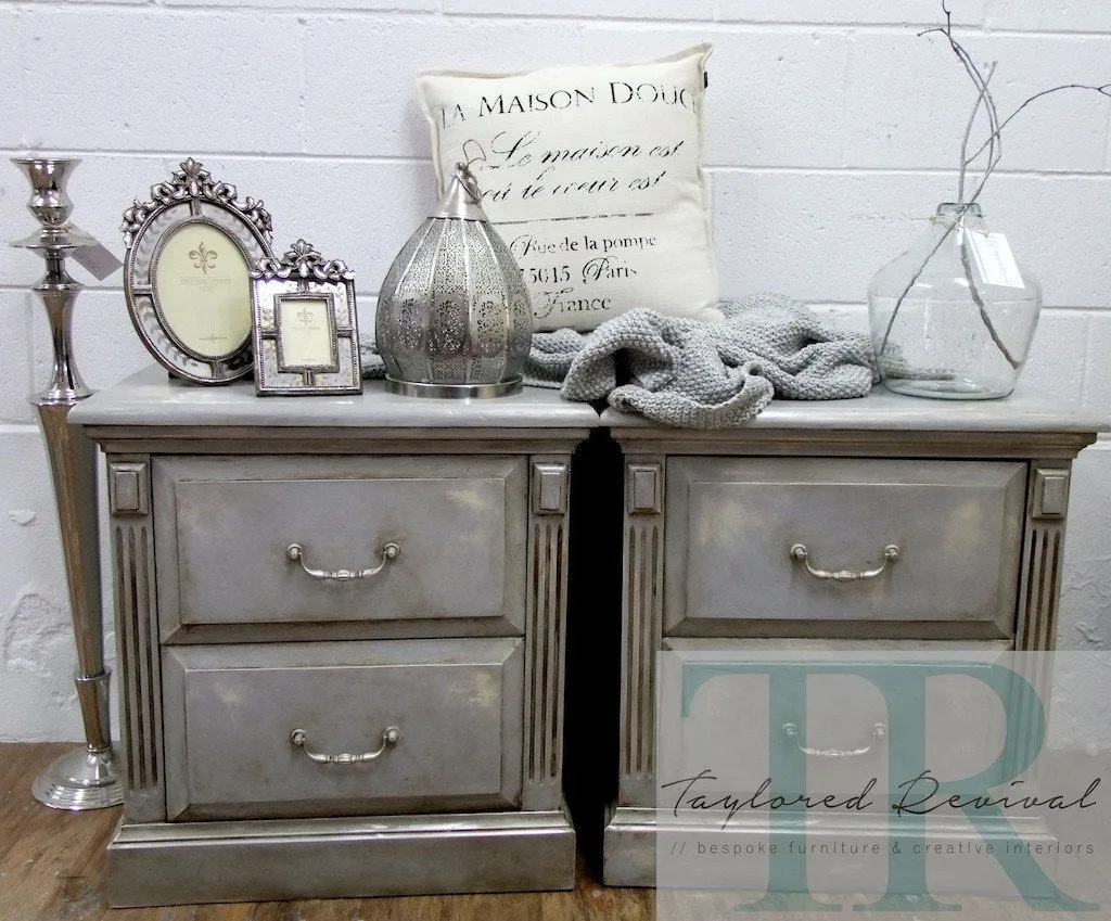 Atlas & Vera : Two colour distressed bedside tables