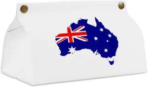 Australia Flag Map Tissue Box Cover PU Leather Tissue Box Holder Rectangular Facial Tissue Case Paper Organizer