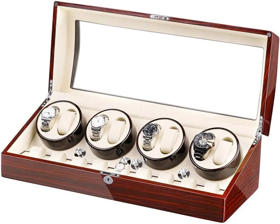 Automatic Watch Winder Box for 8 Watches   9 Storage Light Quiet Motor Large Capacity Wood Shell Piano Paint Exterior