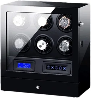 Automatic Watch Winder Box Watches and Jewelry Storage Drawer LCD display Touch Screen Control with LED Backlight Quiet Motor (6 2)