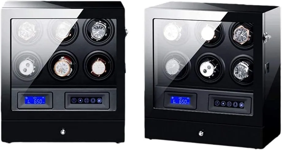 Automatic Watch Winder Box Watches and Jewelry Storage Drawer LCD display Touch Screen Control with LED Backlight Quiet Motor (6 2)