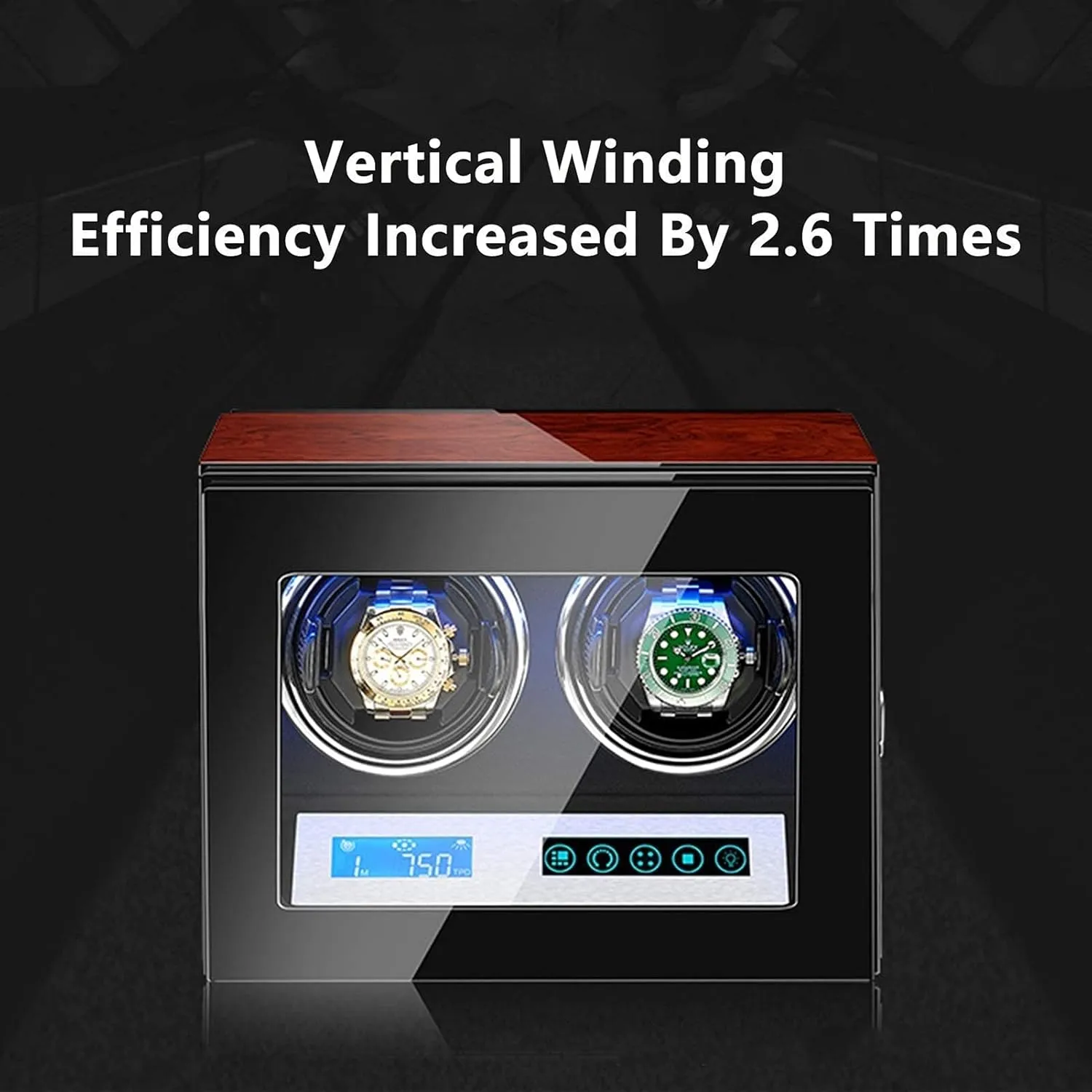 Automatic Watch Winder Watch Winder Box LCD Touch Screen Display Built-in LED Illumination Wood Shell Piano Paint Exterior (3 0)