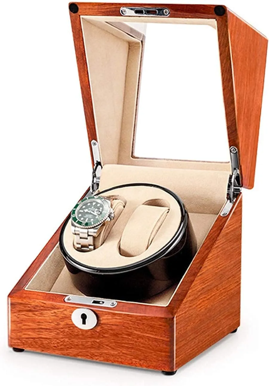 Automatic Watch Winder,Watches and Jewelry Solid Wood Double Watch Winder Box for Automatic Watches 4 Rotation Mode Supports USB Charging Silent Motor