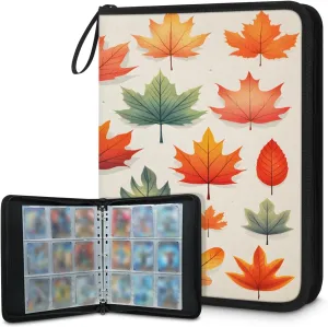Autumn Season 3 Ring Trading Zipper Binder Strap, Trading Card Binder 4 Pocket, 400 Pockets Card Holder with 50 Removable Sleeves for Game Cards