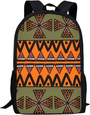 Aztec Kids Backpacks for Boys Girls 17" Daypack with Adjustable Padded Back Straps School Bag for Elementary Middle School Students Orange Green