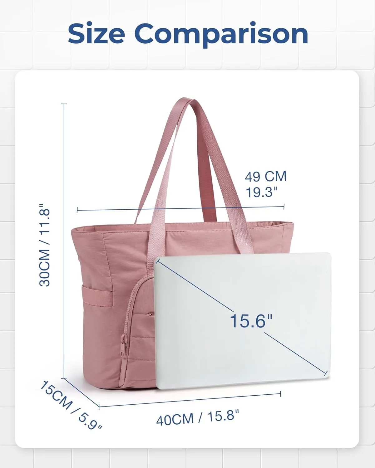 BAGSMART Quilted Tote Bag with Compartments and Yoga Mat Strap, Lightweight Large Shoulder Bag for Travel Work Gym