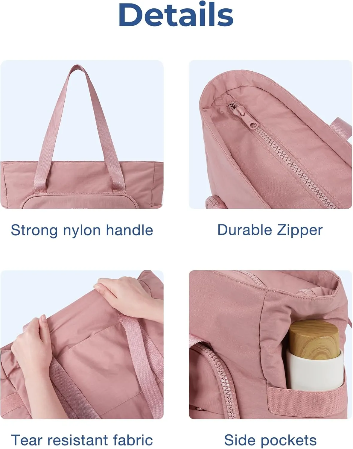 BAGSMART Quilted Tote Bag with Compartments and Yoga Mat Strap, Lightweight Large Shoulder Bag for Travel Work Gym