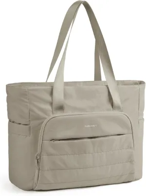 BAGSMART Quilted Tote Bag with Compartments and Yoga Mat Strap, Lightweight Large Shoulder Bag for Travel Work Gym