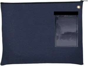 BankSupplies Canvas Interoffice Mailer - 14 oz. - 14W x 11H - Navy Blue - Transit Bag - Large Zipper Bag with Grommet - Use with Padlock or Zip Tie for Security