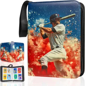 Baseball Card Album with Sleeves 400-Pocket Storage - Baseball Binder for Trading Cards with Durable 3-Ring System and Zipper Closure - Baseball Card Collector Gifts