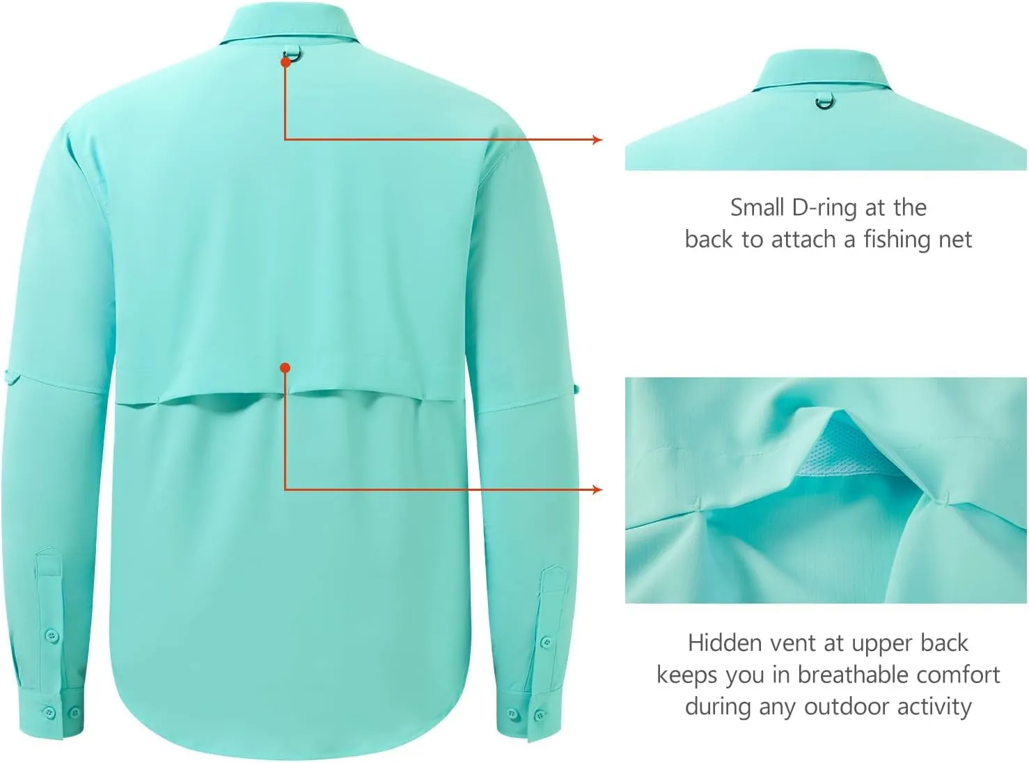 BASSDASH Men's Performance Fishing Hiking Shirt UPF 50 Button Down Long Sleeve Quick Dry FS21M