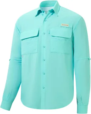 BASSDASH Men's Performance Fishing Hiking Shirt UPF 50 Button Down Long Sleeve Quick Dry FS21M