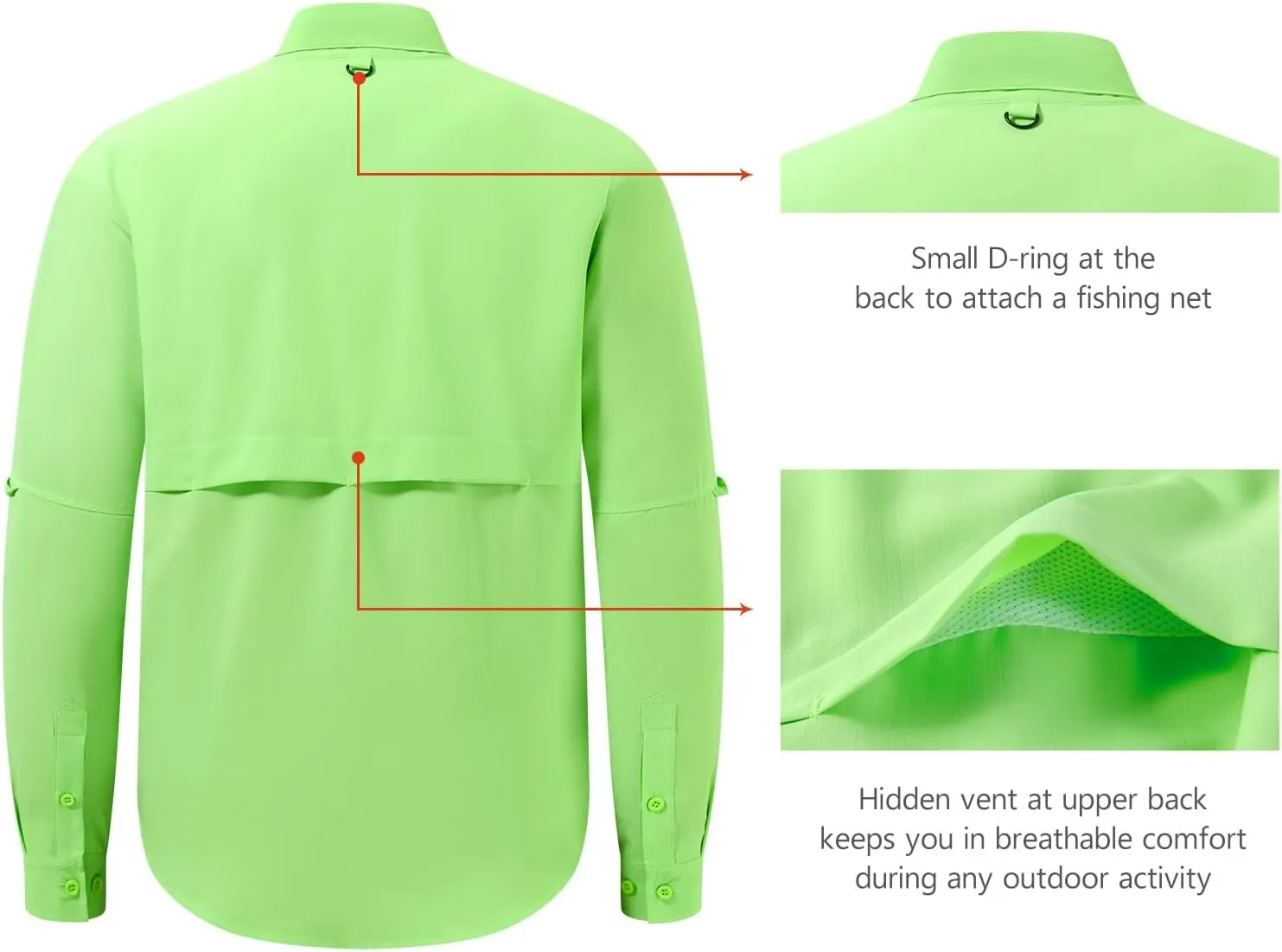 BASSDASH Men's Performance Fishing Hiking Shirt UPF 50 Button Down Long Sleeve Quick Dry FS21M