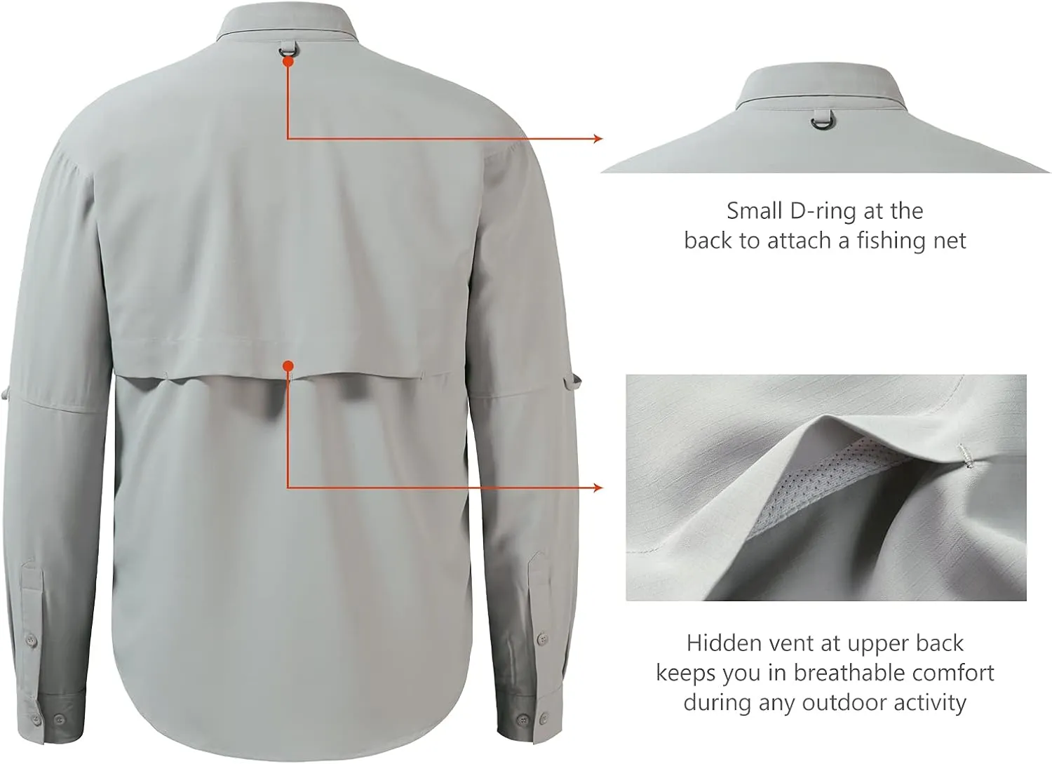 BASSDASH Men's Performance Fishing Hiking Shirt UPF 50 Button Down Long Sleeve Quick Dry FS21M