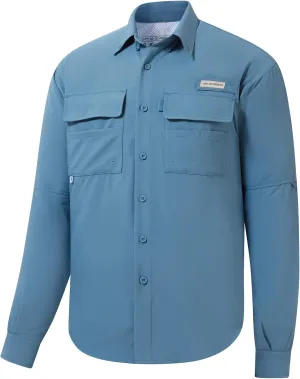 BASSDASH Men's Performance Fishing Hiking Shirt UPF 50 Button Down Long Sleeve Quick Dry FS21M