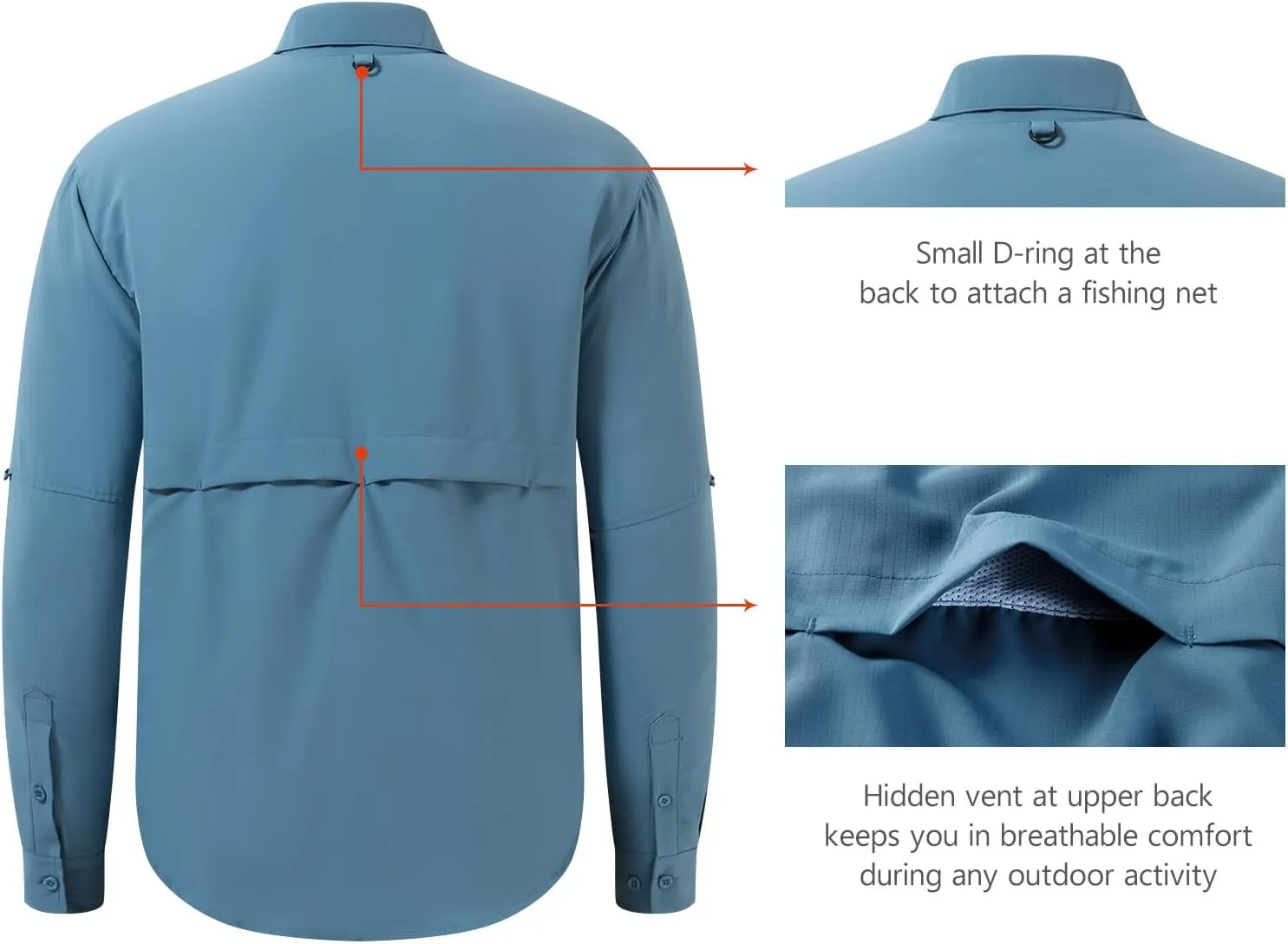 BASSDASH Men's Performance Fishing Hiking Shirt UPF 50 Button Down Long Sleeve Quick Dry FS21M