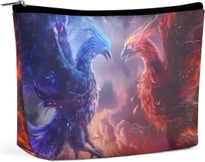 Battle of Phoenix Cool Thundering Travel Cosmetic Bag PU Leather Makeup Bag Toiletry Bag Portable Pouch Makeup Organizer Case