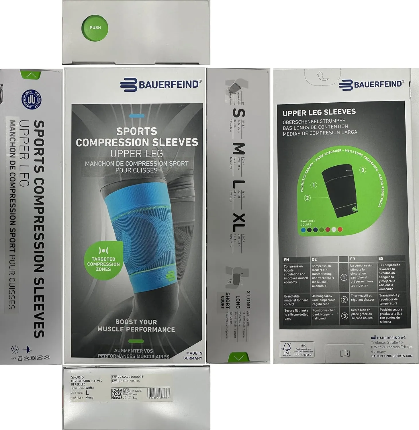 Bauerfeind Sports Compression Upper Leg Sleeves (1 Pair) - Thigh & HamstringCompression for Improved Blood Circulation & Recovery - Thigh Wrap for Quad Support