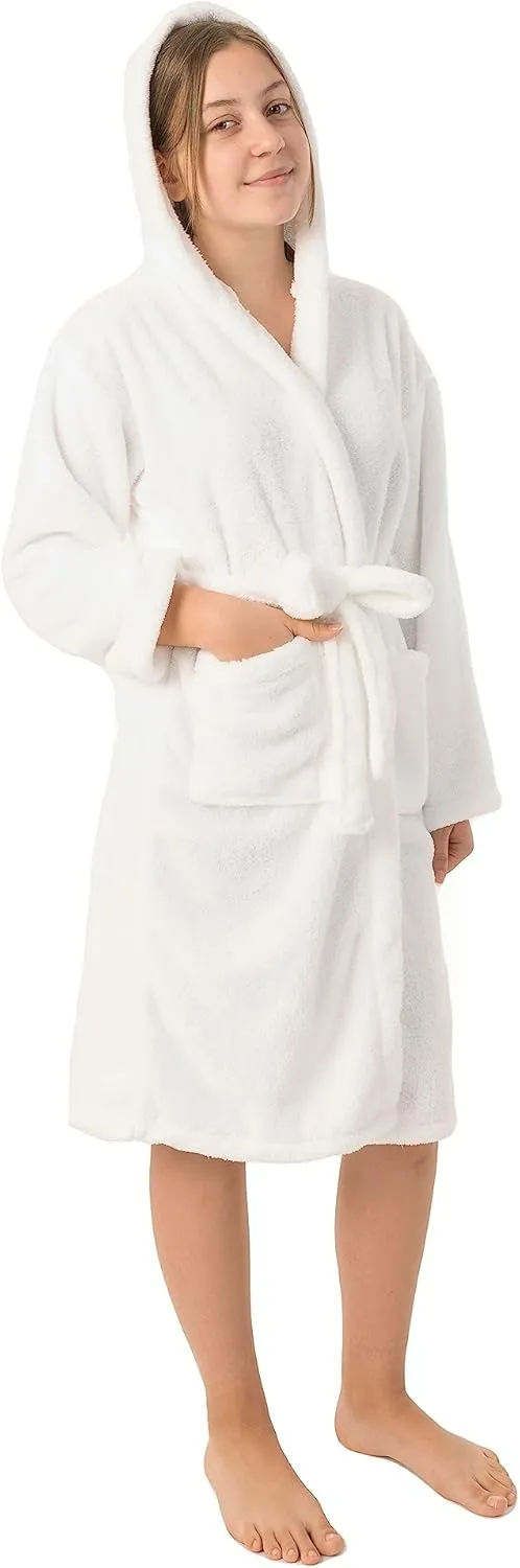 BC BARE COTTON Kids Microfiber Fleece Hooded Robe