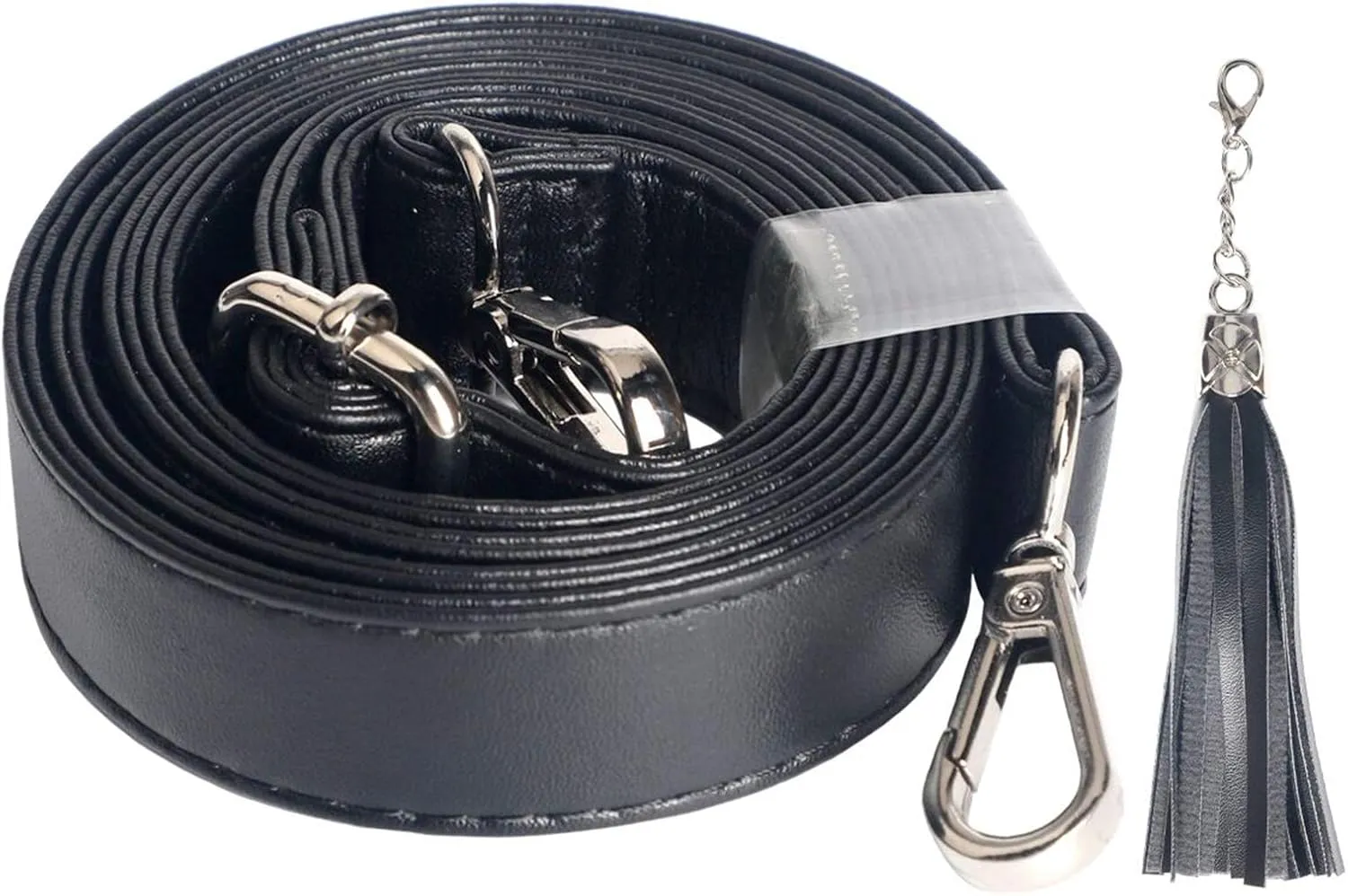 Beaulegan Purse Strap Replacement - Microfiber Leather - 59 Inch Long Adjustable for Crossbody Shoulder Bag - 0.7 Inch Wide, Black/Silver