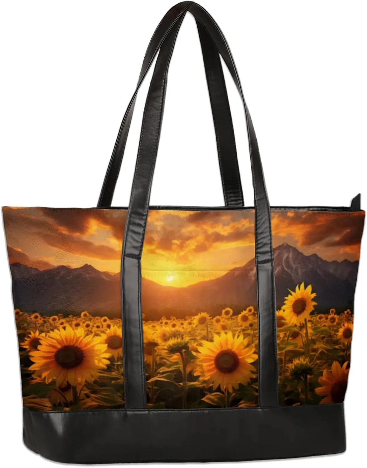 Beautiful Sunflower Field Laptop Tote Bag for Women Lightweight Work Purse with Multiple Compartments Fits 13-15.6 Inch Laptop Tablet Shoulder Bag for Office Travel Daily Use