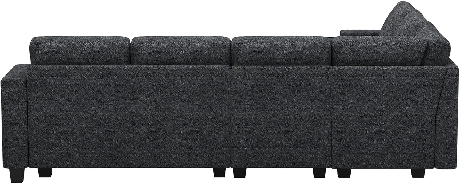 Belffin Chenille Modular Sectional Sofa Convertible L Shaped Corner Couches for Living Room with Storage Armrest with Cup Holder Dark Grey Couch