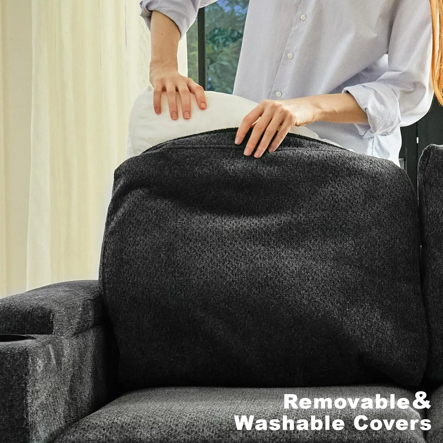 Belffin Chenille Modular Sectional Sofa Convertible L Shaped Corner Couches for Living Room with Storage Armrest with Cup Holder Dark Grey Couch