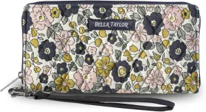 Bella Taylor Cash Envelope Wallet for Budgeting - RFID Protected - Cash Stuffing Wallet with Detachable Wristlet - Delicate Floral Charcoal