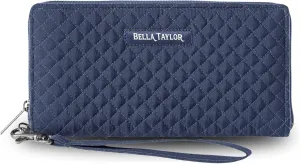 Bella Taylor Cash Envelope Wallet for Budgeting - RFID Protected - Cash Stuffing Wallet with Detachable Wristlet - Vintage Navy Microfiber