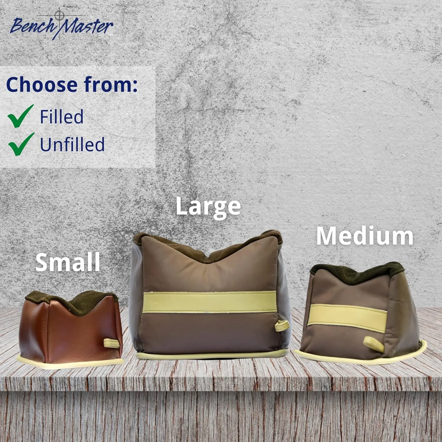 BenchMaster Rifle Bench Sand Bag, Support Stand Holders, Hunting & Shooting Rest, Sighting & Scoping Indoors & Outdoors