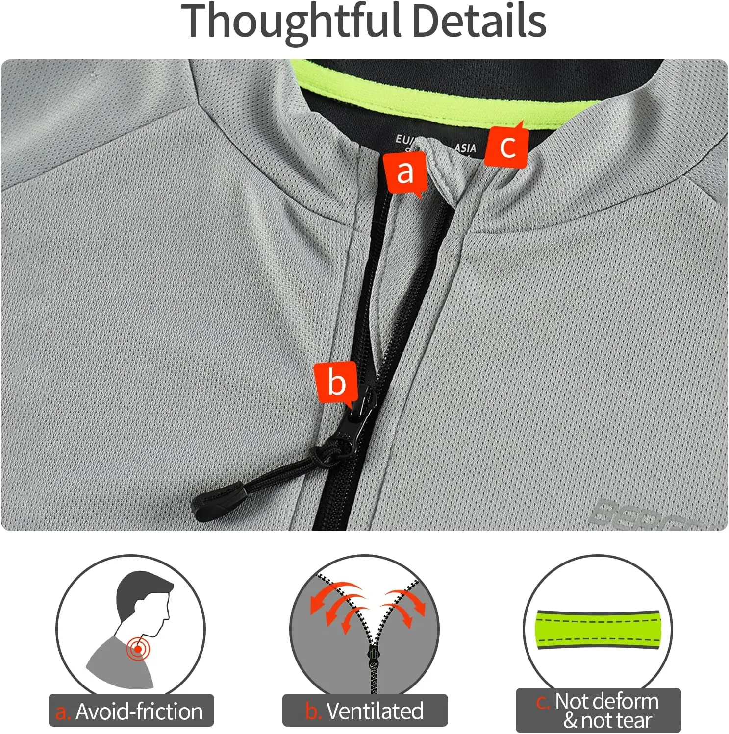 BERGRISAR Men's Basic Cycling Jerseys Short Sleeves Mountain Bike Bicycle Shirt Zipper Pockets