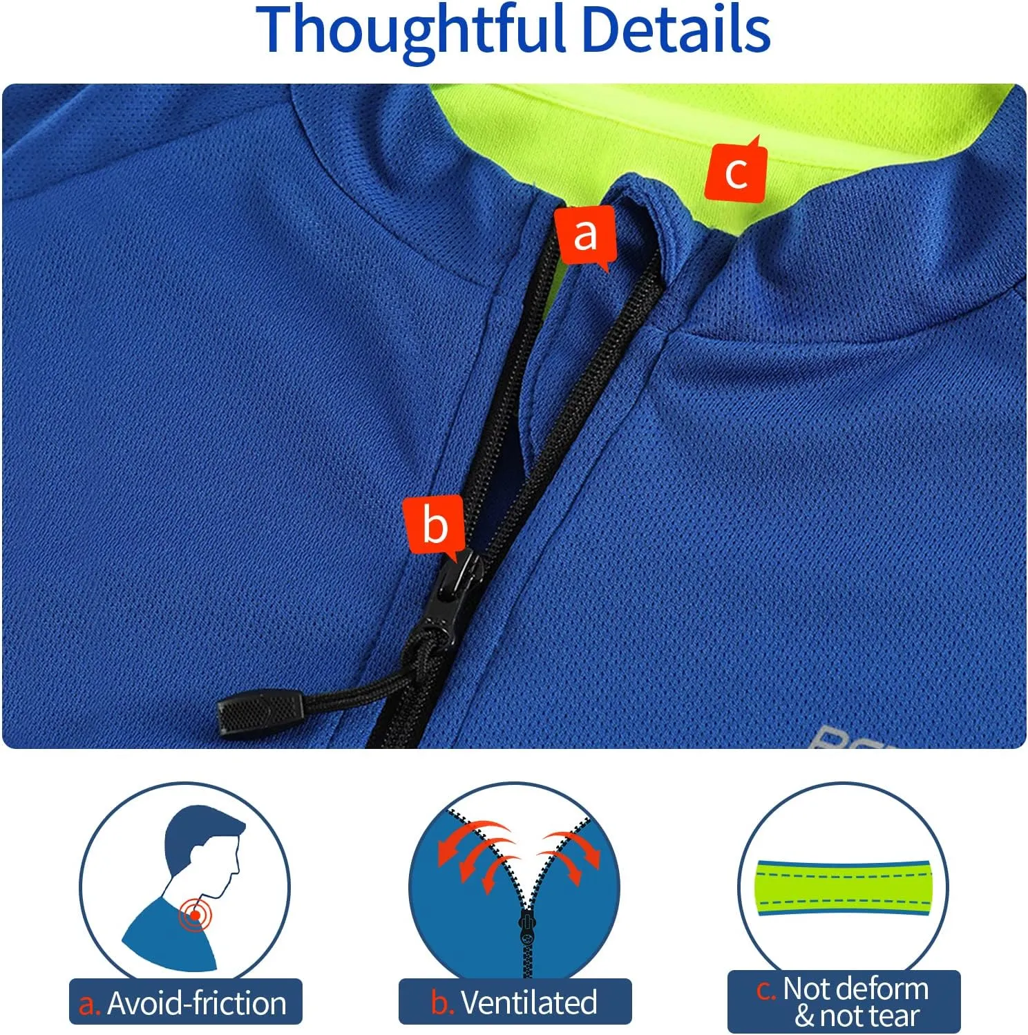 BERGRISAR Men's Basic Cycling Jerseys Short Sleeves Mountain Bike Bicycle Shirt Zipper Pockets