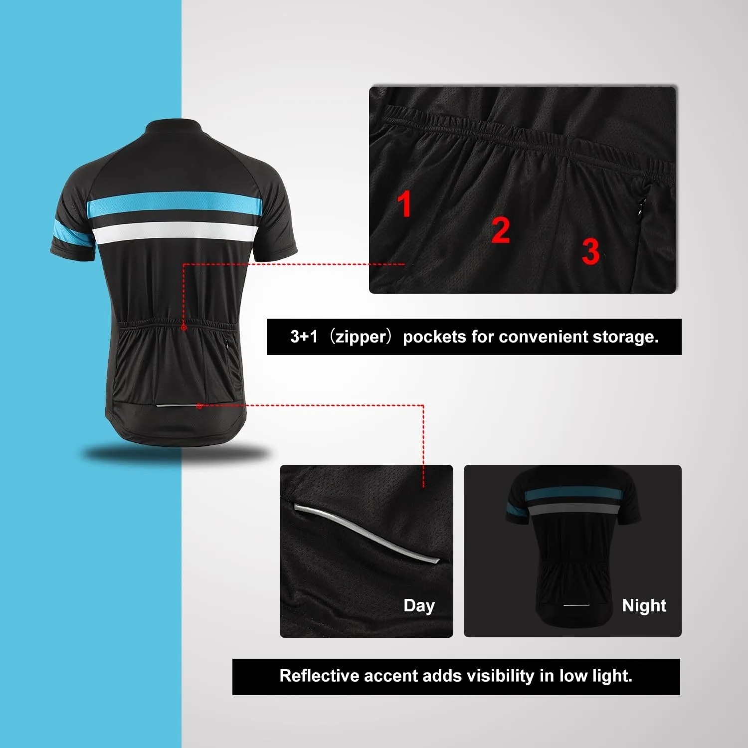 BERGRISAR Men's Cycling Jerseys Short Sleeves Bike Shirt