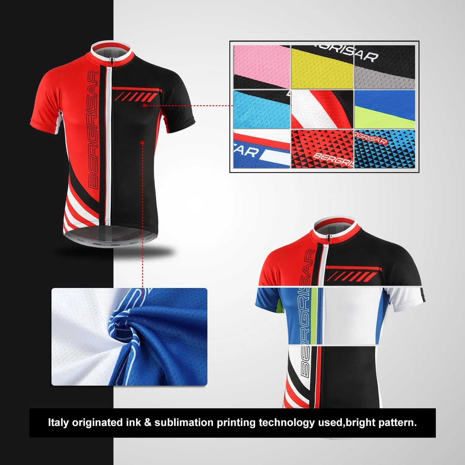 BERGRISAR Men's Cycling Jerseys Short Sleeves Bike Shirt