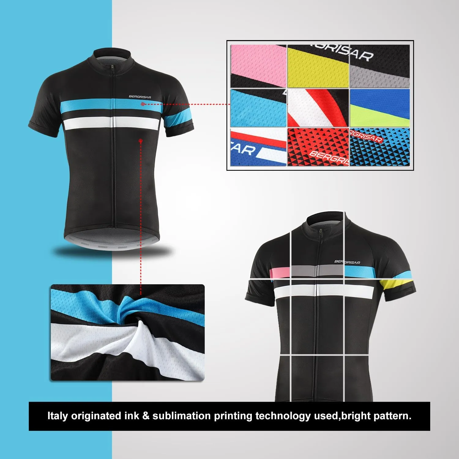 BERGRISAR Men's Cycling Jerseys Short Sleeves Bike Shirt