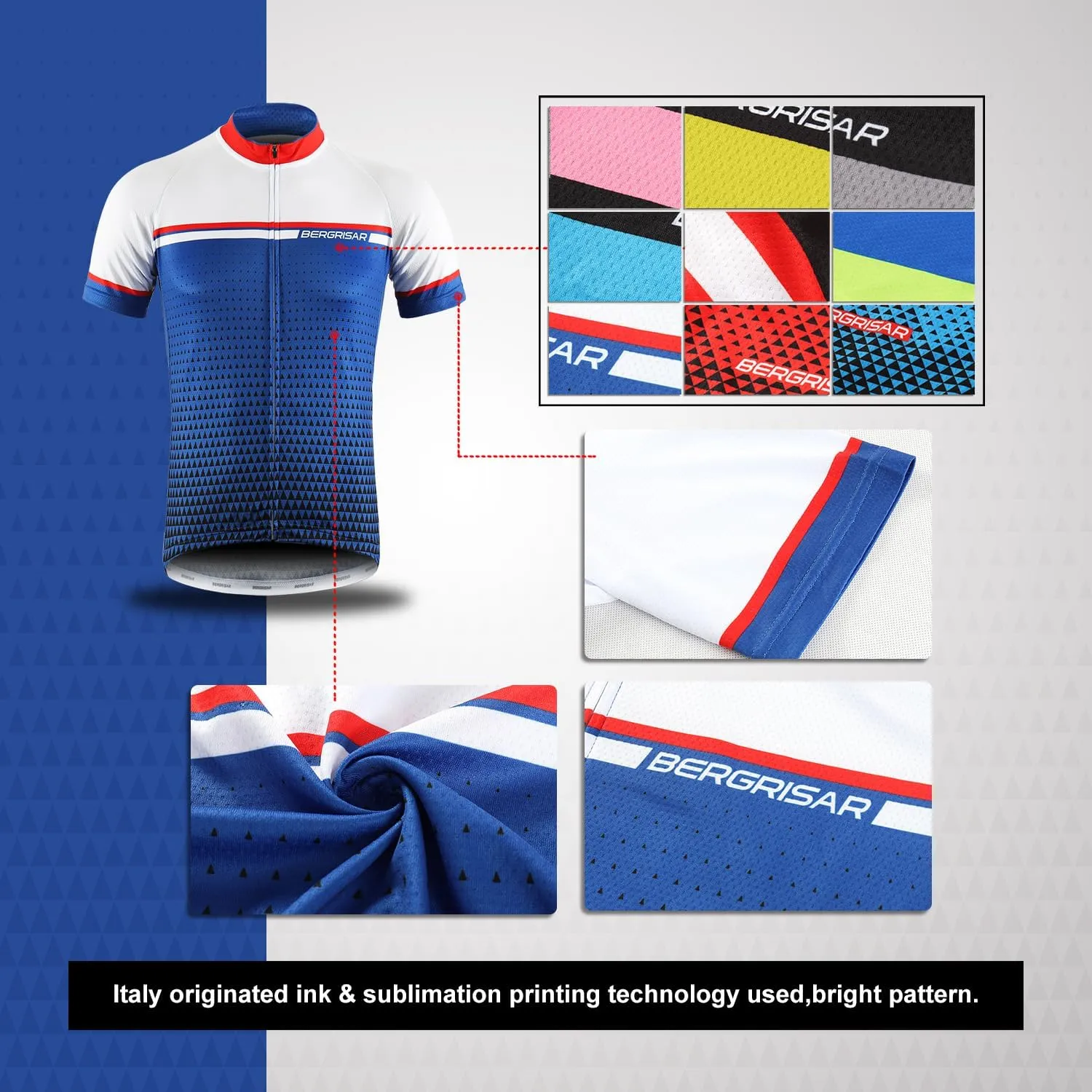 BERGRISAR Men's Cycling Jerseys Short Sleeves Bike Shirt