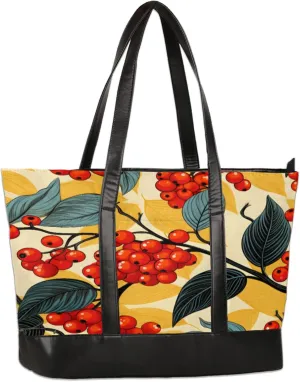 Berry Leaves Watercolour Laptop Tote Bag for Women Lightweight Work Purse with Multiple Compartments Fits 13-15.6 Inch Laptop Tablet Shoulder Bag for Office Travel Daily Use