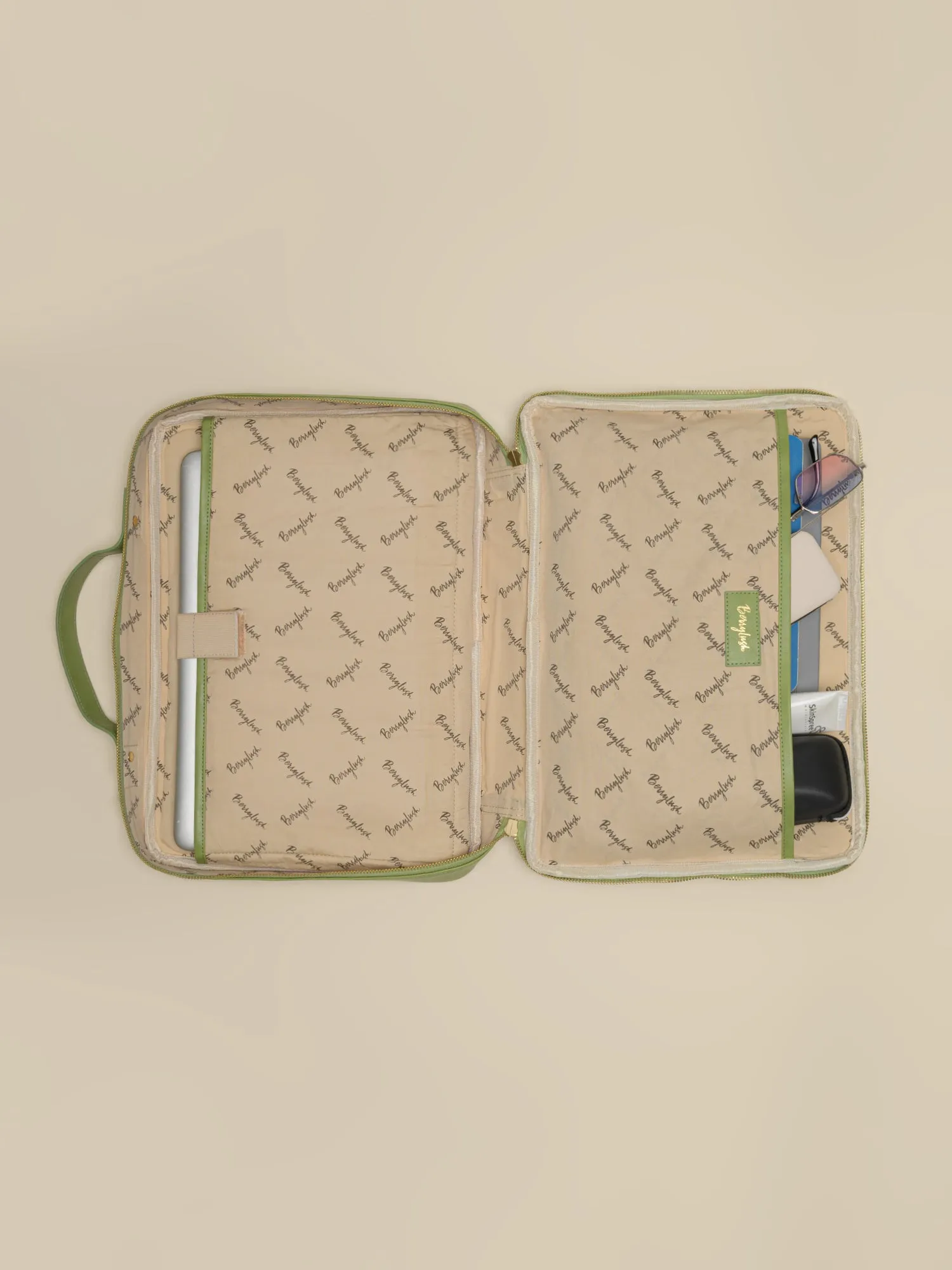 Berrylush Women Green Solid Smart Casual Laptop Bag