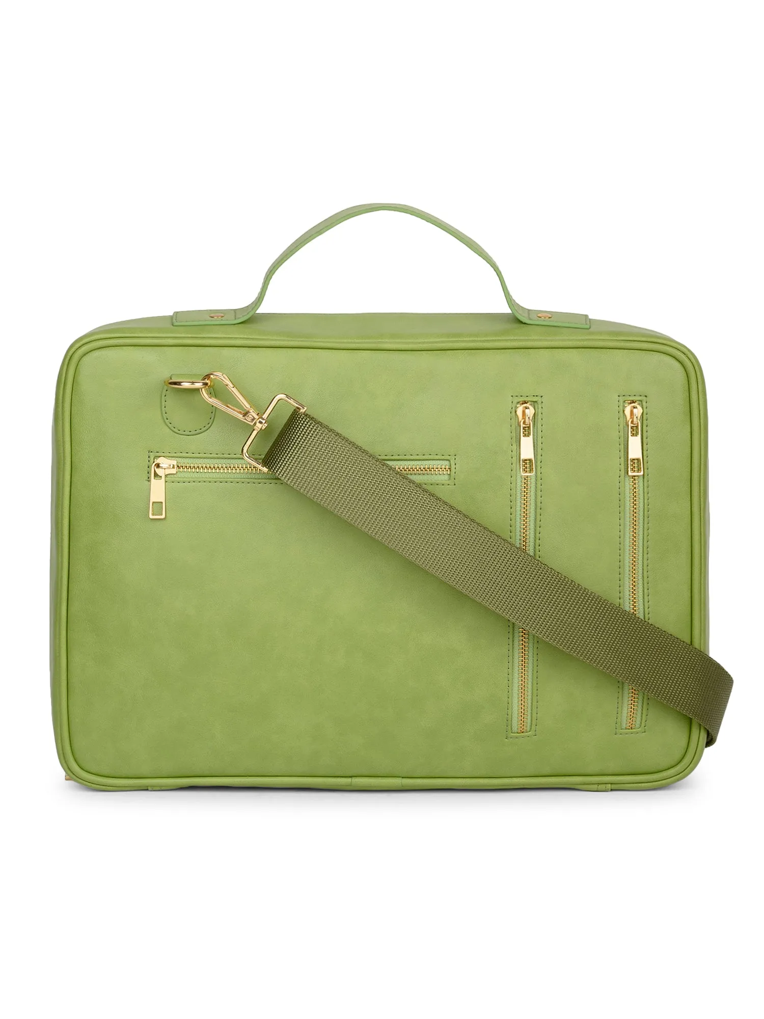 Berrylush Women Green Solid Smart Casual Laptop Bag