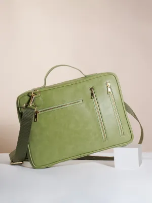 Berrylush Women Green Solid Smart Casual Laptop Bag