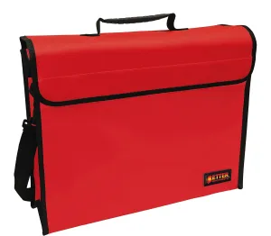 Better Office Products Large Fireproof Document Carry Bag, 16" x 5" x 12", Safe Storage Bag with Handle and Shoulder Strap, Water-Resistant, 5" Expansion Base (Red)