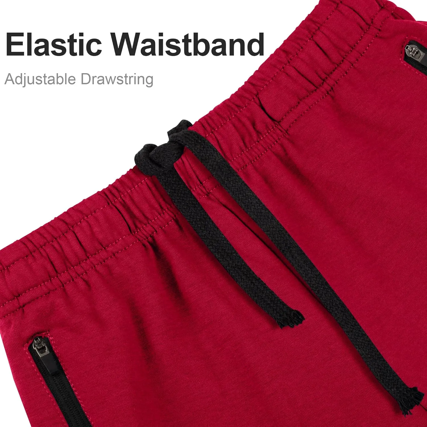 BIG ELEPHANT Kids Casual Shorts with Zipper Pockets and Drawsting, Youth Boys Athletic Shorts for Running Playing