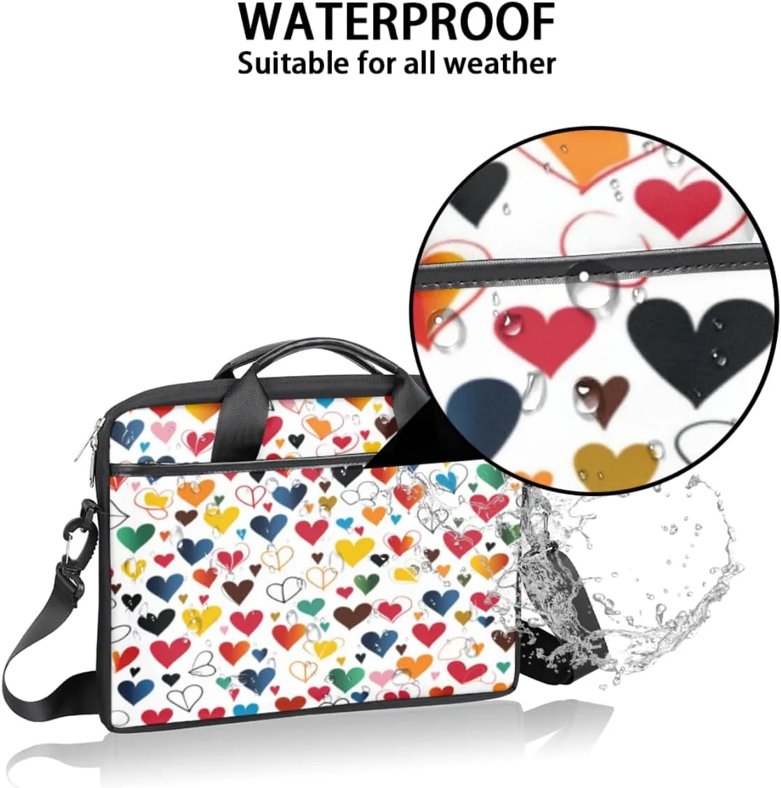 Black And White Butterfly Laptop Bag for Men Women 13-15 Inch Case Bags Sleeve Shoulder with Anti Slip Removable