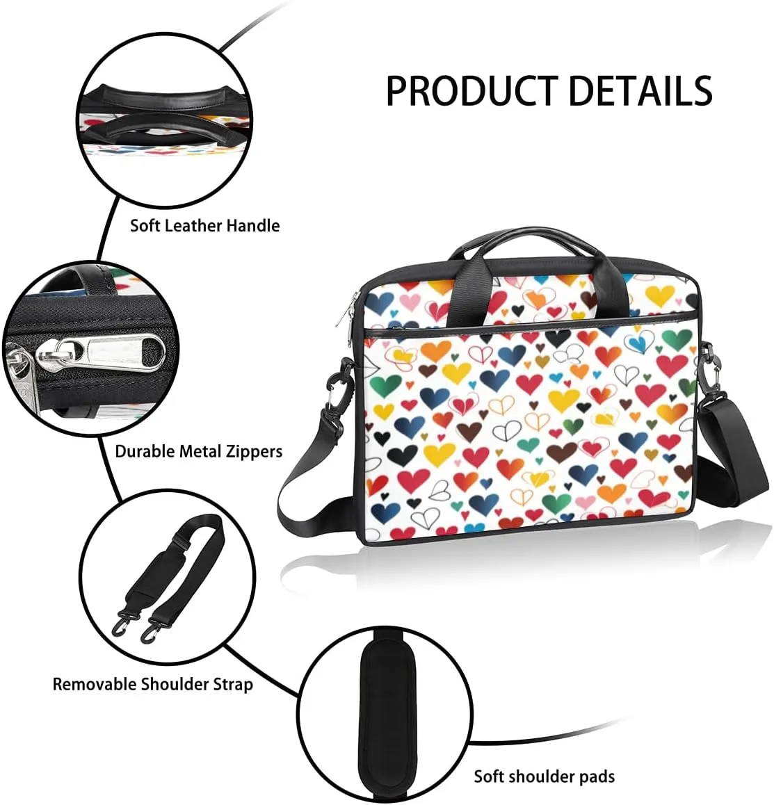 Black And White Butterfly Laptop Bag for Men Women 13-15 Inch Case Bags Sleeve Shoulder with Anti Slip Removable