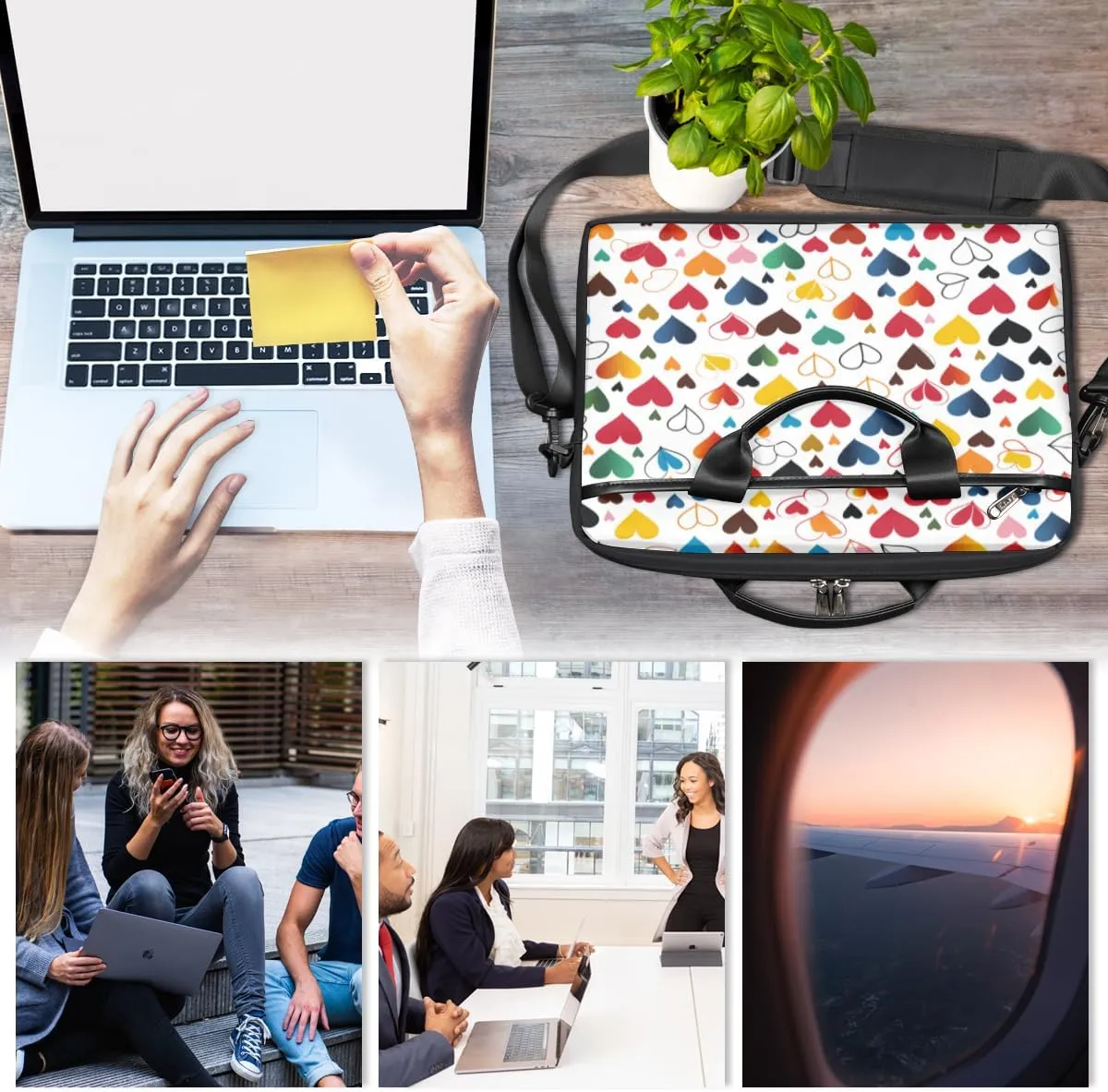 Black And White Butterfly Laptop Bag for Men Women 13-15 Inch Case Bags Sleeve Shoulder with Anti Slip Removable