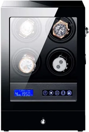 Black Automatic Watch Winder Box with Led Backlight Storage Drawer LCD Touch Control Piano Paint Exterior Quiet Motor 4 2 Watch Winder Display Watch Box Case Watch Storage