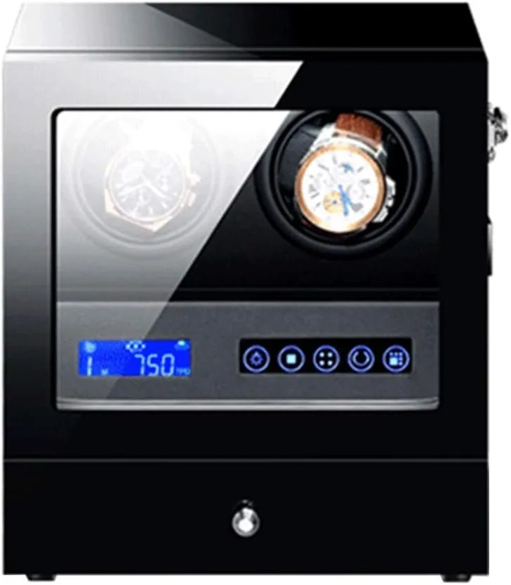 Black Automatic Watch Winder Box with LED Backlight Storage Drawer LCD Touch Screen Control Piano Paint Exterior Quiet Motor Accessories，2 2
