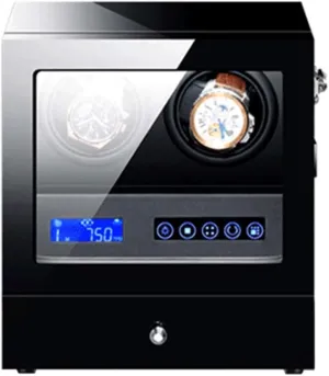 Black Automatic Watch Winder Box with LED Backlight Storage Drawer LCD Touch Screen Control Piano Paint Exterior Quiet Motor Accessories，2 2